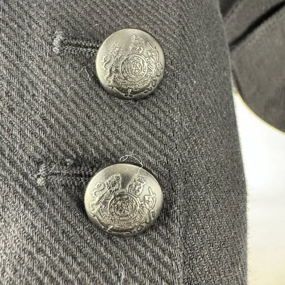 Naf Naf Military/March Band/ Dark Academia Black Blazer Sz 36/S 100% Cotton - Picture 13 of 14